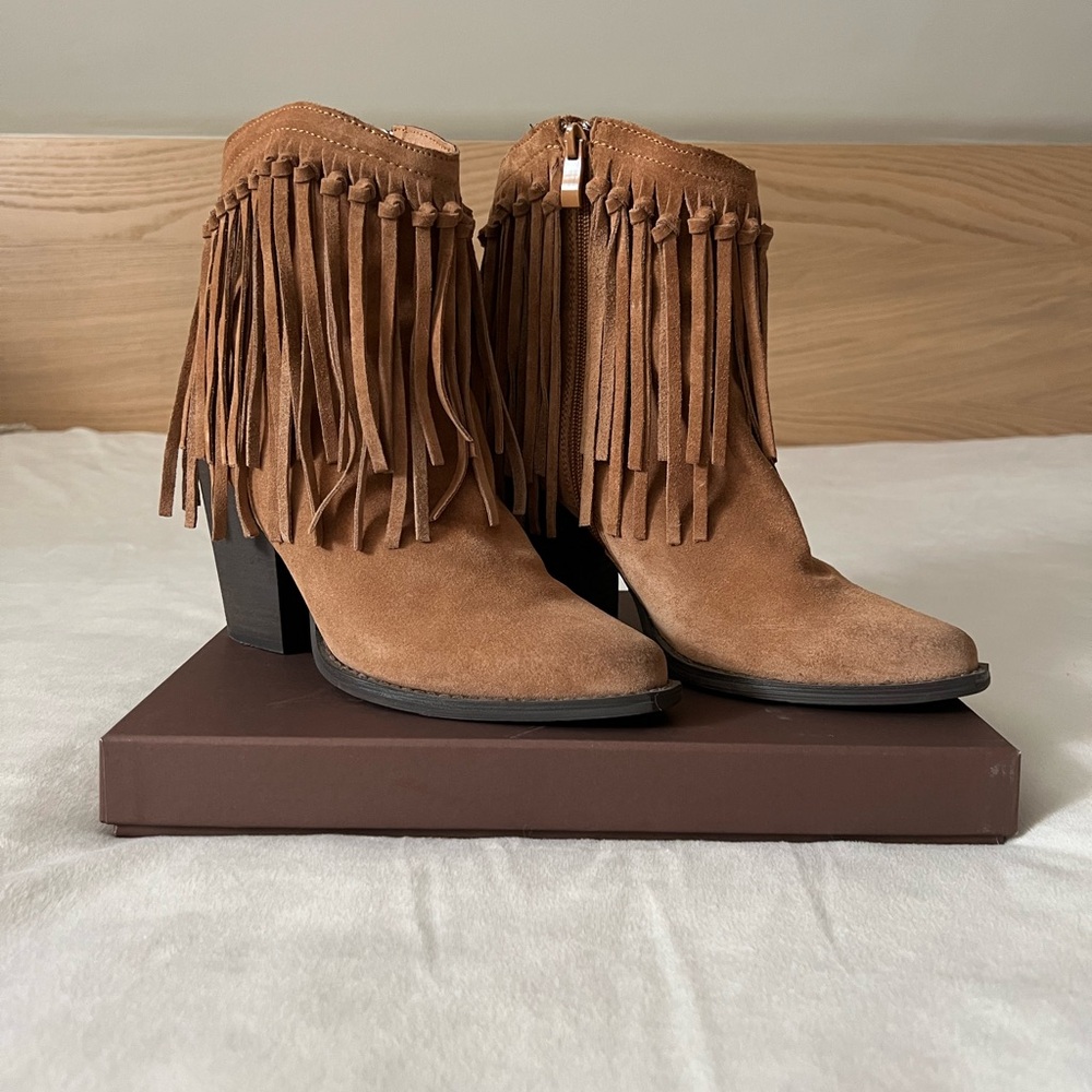 Western Fringe Suede Ankle Boots